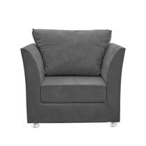 Poltrona Lisboa Para Sala, Escritório, Salão ,Quarto Suede Cinza Escuro-Casa da Poltrona