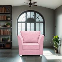 Poltrona Lisboa Para Sala, Escritório, Salão ,Quarto Suede Rosa bebê-Casa da Poltrona