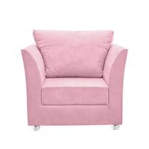 Poltrona Lisboa Para Sala, Escritório, Salão ,Quarto Suede Rosa bebê-Modena Decor