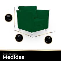 Poltrona Lisboa Para Sala, Escritório, Salão ,Quarto Suede Verde-ALTO PADRÃO