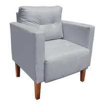 Poltrona Lívia material sintético Cinza Pés Chanfrado Drossi Poltrona Lívia material sintético Cinza Pés Chanfrado Drossi