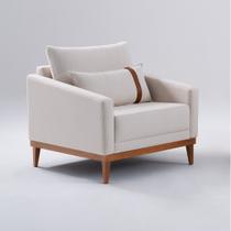 Poltrona Living 1 Lugar 100cm Lisboa com Almofada Linho Bege NS
