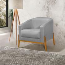 Poltrona Living Base em Madeira Maciça Flórida Linho Cinza Poltrona Living Base em Madeira Maciça Flórida Linho Cinza