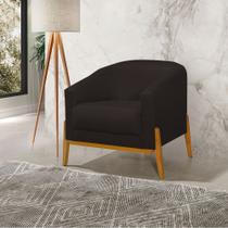 Poltrona Living Base em Madeira Maciça Flórida Linho Marrom Escuro Poltrona Living Base em Madeira Maciça Flórida Linho Marrom Escuro