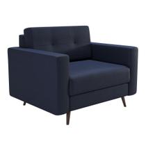 Poltrona Living Pé Palito Linho Cotton Azul Marinho