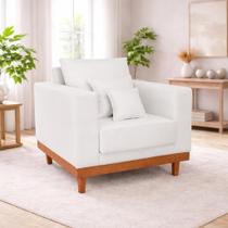 Poltrona Living Resistente Linho Base Madeira com Almofadas Poltrona Living Resistente Linho Base Madeira com Almofadas
