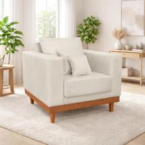 Poltrona Living Resistente Suede Base Madeira com Almofadas Poltrona Living Resistente Suede Base Madeira com Almofadas