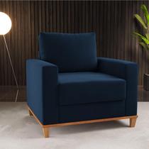 Poltrona Lizzie 1 Almofada Solta Veludo Azul