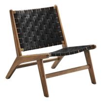 Poltrona Lounge Modway Saoirse material sintético Preto com Acabamento Nogueira