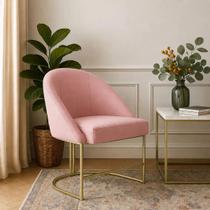 Poltrona Lua Base Metálica Tecido Veludo Premium Rose Poltrona Lua Base Metálica Tecido Veludo Premium Rose
