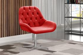 Poltrona Lua Giratória de Metal Cadeira Decorativa Sala, Escritório, Recepção Vermelho