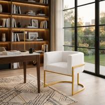 Poltrona Lua Suede com Base Dourada Moderna e Elegante