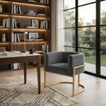 Poltrona Lua Suede com Base Dourada Moderna e Elegante