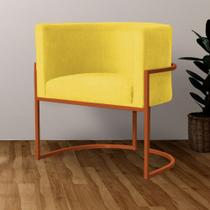 Poltrona Luana Base Metálica Cobre Suede Amarela - Vallisa Decor Poltrona Luana Base Metálica Cobre Suede Amarela - Vallisa Decor