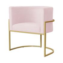 Poltrona Luana Base Metálica Dourada Suede Rosa Bebê - Belliv Decor Poltrona Luana Base Metálica Dourada Suede Rosa Bebê - Belliv Decor