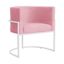 Poltrona Luana Sala de Estar Suede com Base Ferro Branco