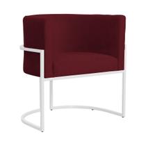 Poltrona Luana Suede Bordo Base Branca Sala Luxo - FM Poltrona Luana Suede Bordo Base Branca Sala Luxo - FM