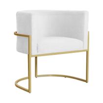 Poltrona Luana Suede Branco Base Dourada Sala Luxo - FM