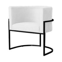 Poltrona Luana Suede Branco Base Metálica Preta - Vallisa Decor Poltrona Luana Suede Branco Base Metálica Preta - Vallisa Decor