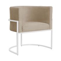 Poltrona Luana Suede Capuccino Base Branca Sala Luxo - FM Poltrona Luana Suede Capuccino Base Branca Sala Luxo - FM