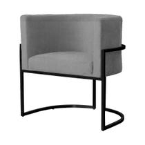 Poltrona Luana Suede Cinza Base Metálica Preta- Vallisa Decor Poltrona Luana Suede Cinza Base Metálica Preta- Vallisa Decor
