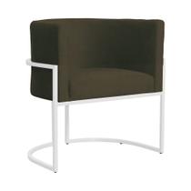 Poltrona Luana Suede Marrom Base Branca Sala Luxo - FM Poltrona Luana Suede Marrom Base Branca Sala Luxo - FM