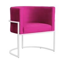 Poltrona Luana Veludo Pink Base Branca Sala Luxo - FM Poltrona Luana Veludo Pink Base Branca Sala Luxo - FM