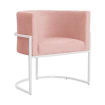 Poltrona Luana Veludo Rosa Base Branca Sala Luxo - FM Poltrona Luana Veludo Rosa Base Branca Sala Luxo - FM