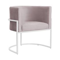 Poltrona Luana Veludo Rose Base Branca Sala Luxo - FM Poltrona Luana Veludo Rose Base Branca Sala Luxo - FM
