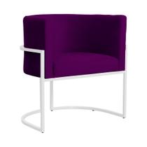 Poltrona Luana Veludo Roxo Base Branca Sala Luxo - FM Poltrona Luana Veludo Roxo Base Branca Sala Luxo - FM