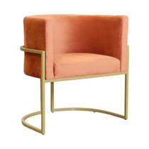 Poltrona Luana Veludo Terracota Base Dourada Sala Luxo - FM Poltrona Luana Veludo Terracota Base Dourada Sala Luxo - FM