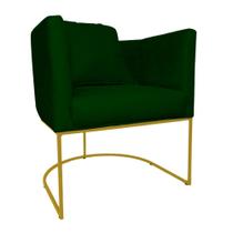 Poltrona Luaninha Suede Verde Base Metálica Dourada - Belliv Decor