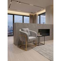 Poltrona Luca Com Base de Metal Decorativa Para Sala Salão Quarto Escritório Recepção Veludo