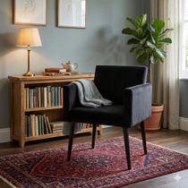 Poltrona Luca para Sala de Recepção em Suede - Preto Poltrona Luca para Sala de Recepção em Suede - Preto