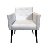 Poltrona Luca Plus Ideal Sala De Recepção Em Tecido Sintético - Branco - Cor: Branco