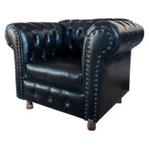 Poltrona Luis XV Chesterfield Capitonê Preto Poltrona Luis XV Chesterfield Capitonê Preto