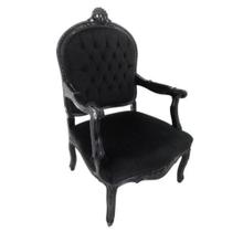 Poltrona Luiz Xv Toda Preta Encosto Com Capitone Preto Capitonê Poltrona Luiz Xv Toda Preta Encosto Com Capitone Preto Capitonê