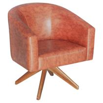 Poltrona Luiza Base Giratória de Madeira Sintetico Nozes - Amarena Móveis Poltrona Luiza Base Giratória de Madeira Sintetico Nozes - Amarena Móveis