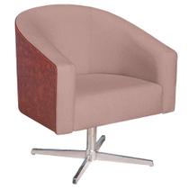 Poltrona Luiza Base Giratória de Metal Sintético Nozes e Linho Rosê - Amarena Móveis Poltrona Luiza Base Giratória de Metal Sintético Nozes e Linho Rosê - Amarena Móveis