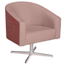 Poltrona Luiza Base Giratória de Metal Sintético Nozes e Linho Rosê - Doce Sonho Móveis