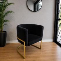 Poltrona Luna Base Ferro Premium Luxo Elegante Veludo Preto Poltrona Luna Base Ferro Premium Luxo Elegante Veludo Preto