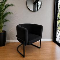 Poltrona Luna Base Preto Ferro Premium Veludo Varias Cores Cor: Base Preto/Veludo Preto
