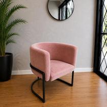 Poltrona Luna Base Preto Ferro Premium Veludo Varias Cores Cor: Base Preto/Veludo Rose