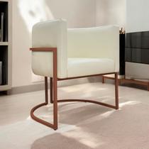 Poltrona Luna Decorativa Para Sala Tecido Sintético Cores Base de Ferro Bronze