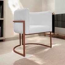Poltrona Luna Decorativa Para Sala Tecido Sintético Cores Base de Ferro Bronze