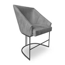 Poltrona Luxo Alana Suede Base Ferro Preto - Pallazio