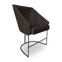 Poltrona Luxo Alana Suede Marrom Base Ferro Preto - Pallazio Poltrona Luxo Alana Suede Marrom Base Ferro Preto - Pallazio