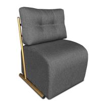 Poltrona Luxo Aurora Linho Grafite Base de Ferro Dourado - Pallazio