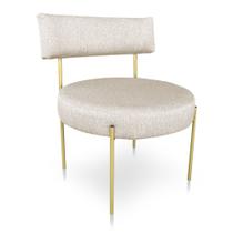 Poltrona Luxo Elora Linho Bege Pés de Ferro Dourado - Pallazio