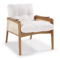 Poltrona Madeira Maciça e Linho Marrom Zâmbia 71,2cm Poltrona Madeira Maciça e Linho Marrom Zâmbia 71,2cm